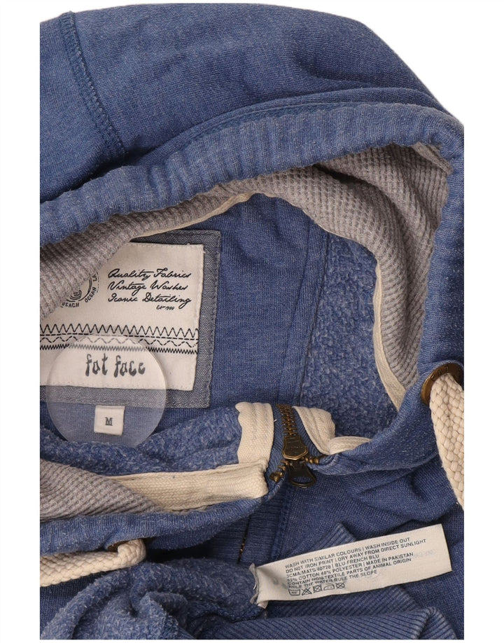 Ανδρικό πουλόβερ με φερμουάρ με κουκούλα Fat Face, μεσαίο μπλε βαμβακερό