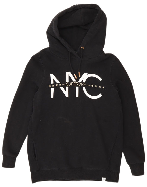 Superdry Γυναικεία Νέα Υόρκη γραφικά υπερμεγέθη Hoodie Jumper UK 6 XS Μαύρο