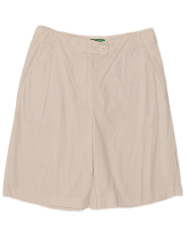 Benetton Womens Chino Shorts UK 14 Large W31  White Cotton