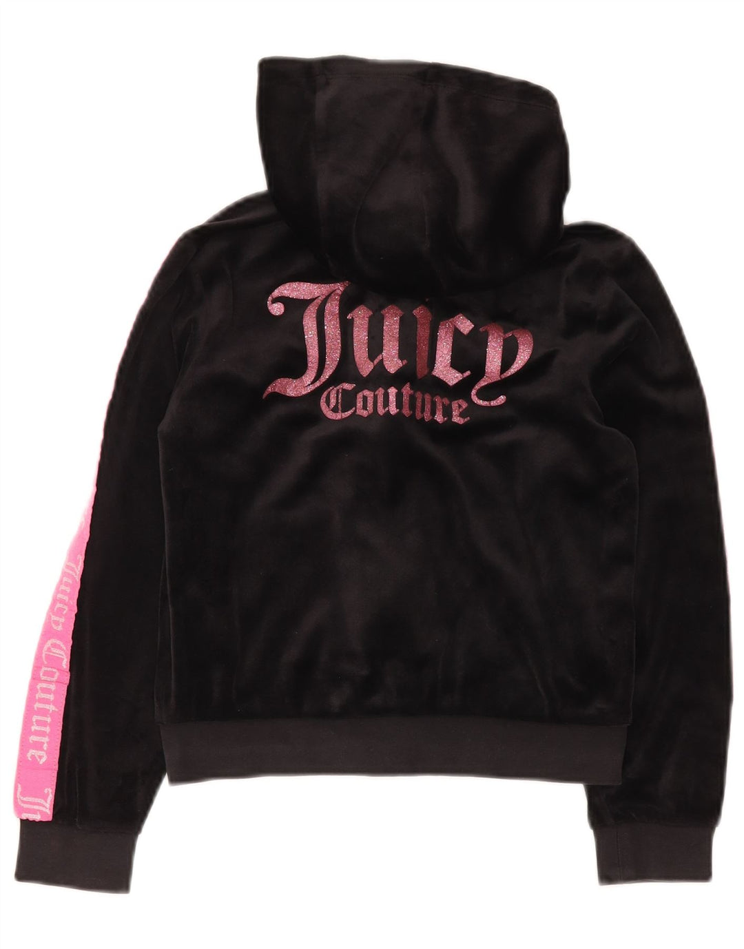 JUICY COUTURE Γραφικό πουλόβερ για κορίτσια με κουκούλα με φερμουάρ 9-10 ετών μαύρο