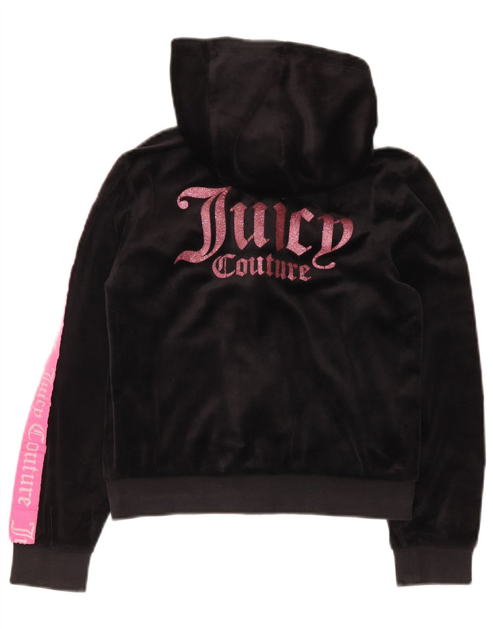 JUICY COUTURE Γραφικό πουλόβερ για κορίτσια με κουκούλα με φερμουάρ 9-10 ετών μαύρο