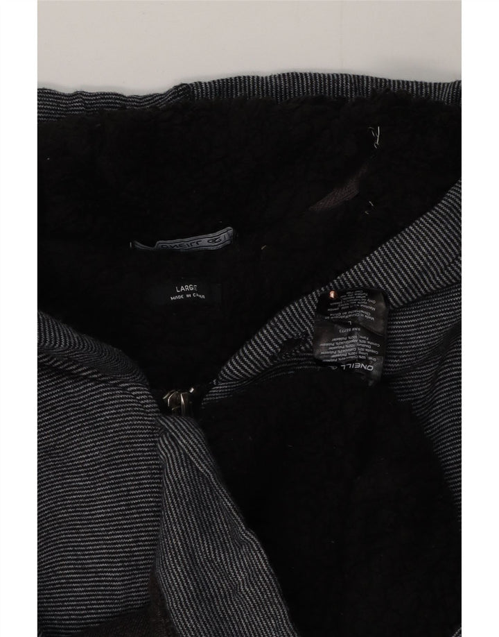 Ανδρικό πουλόβερ με κουκούλα με φερμουάρ O'Neill Μεγάλο μαύρο ριγέ πολυεστέρα