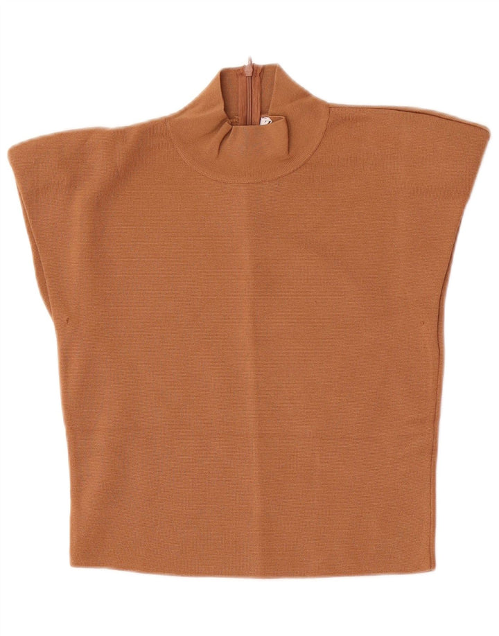 Zara Γυναικεία Μπλούζα Crop Top UK 12 Medium Beige Viscose