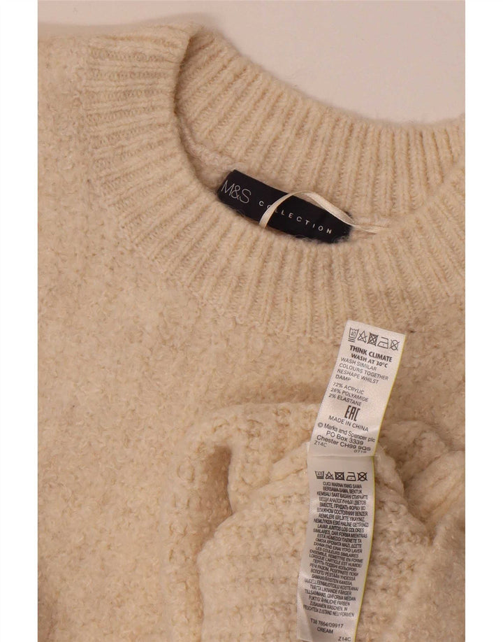 Marks & Spencer Γυναικείο πουλόβερ με λαιμόκοψη UK 14 Ακρυλικό μεσαίο μπεζ