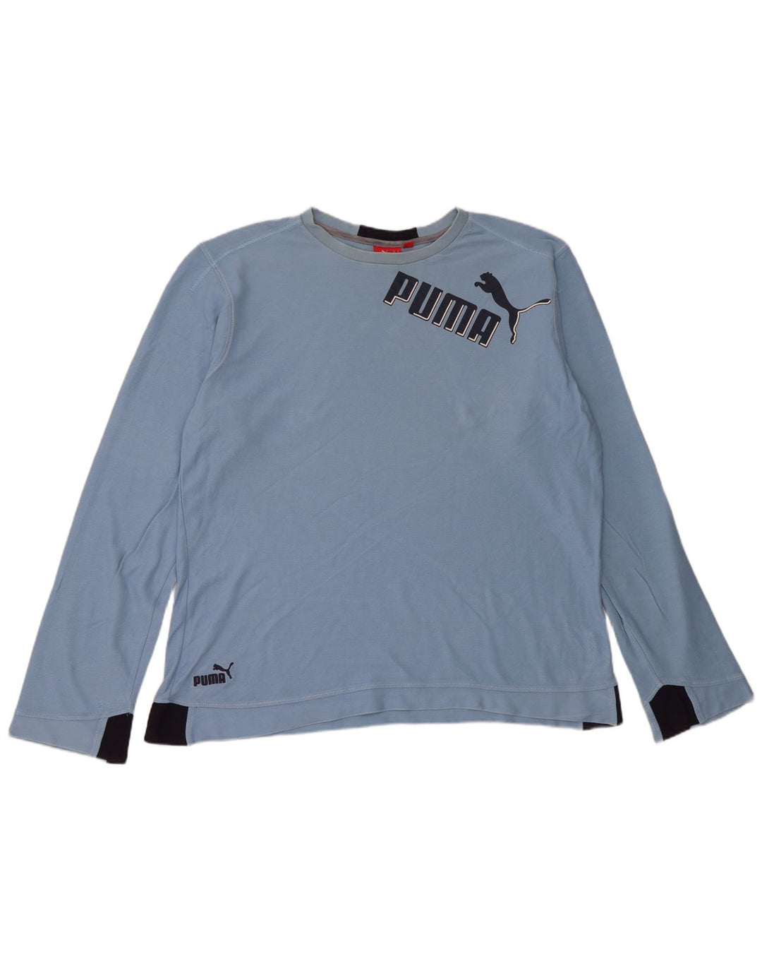 Ανδρικό γραφικό τοπ PUMA μακρυμάνικο XL, μπλε βαμβακερό
