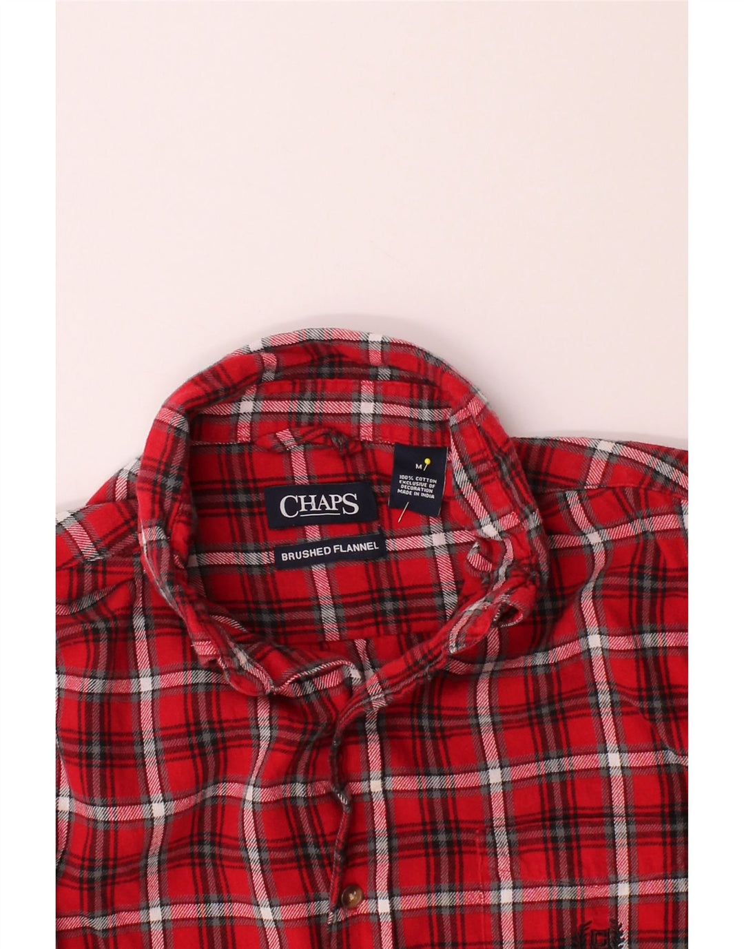 CHAPS Mens Flannel Shirt Medium Red Check Cotton Vintage Chaps and Second-Hand Chaps from Messina Hembry 