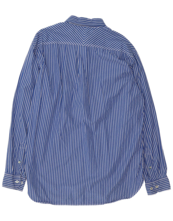 TOMMY HILFIGER Mens Shirt Large Blue Pinstripe Cotton 80s