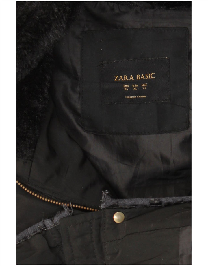 Zara Γυναικείο Μπουφάν UK 18 XL Μαύρο Πολυεστέρας