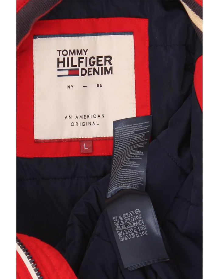 Ανδρικό μπουφάν TOMMY HILFIGER UK 40 μεγάλο κόκκινο πολυαμίδιο