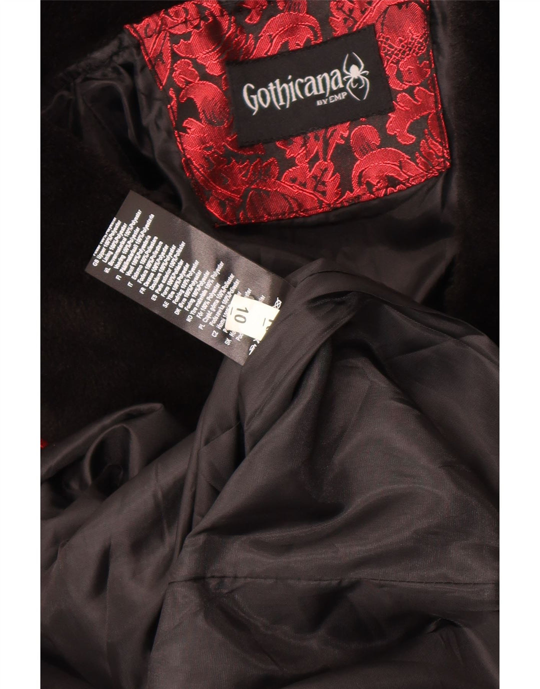EMP Γυναικείο παλτό Gothicana με διπλό στήθος UK 10 Small Red Floral Polyester