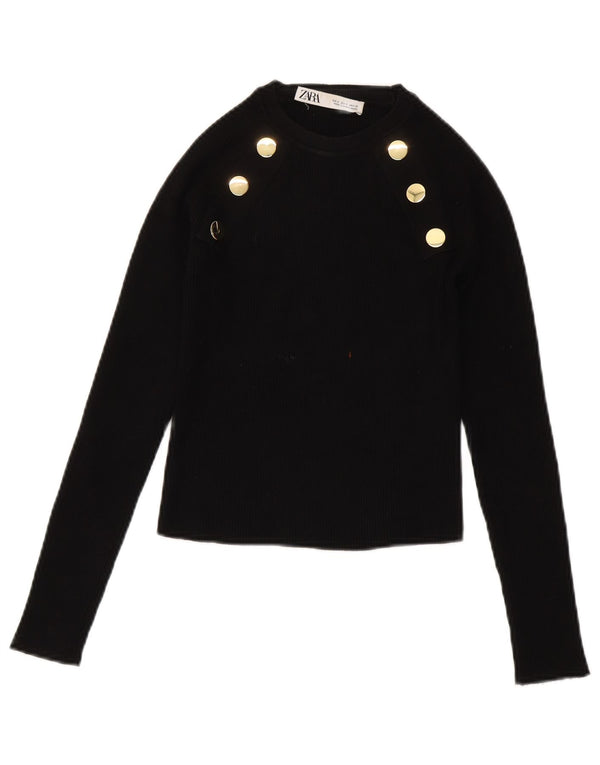 ZARA Γυναικείο πουλόβερ με λαιμόκοψη με λαιμόκοψη UK 8 Small Black Viscose