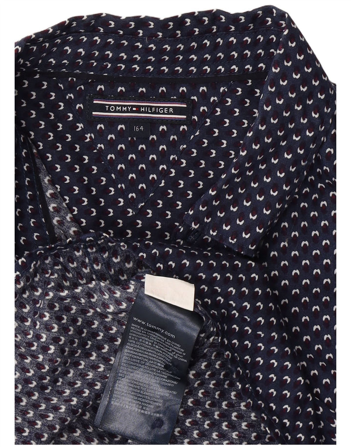 TOMMY HILFIGER Αγόρια πουκάμισο με αφηρημένο σχέδιο 13-14 ετών Ναυτικό μπλε βαμβακερό