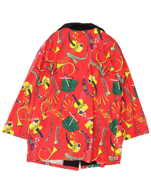 Vintage Γυναικείο Abstract Pattern διπλό παλτό EU 50 3XL κόκκινο βαμβακερό