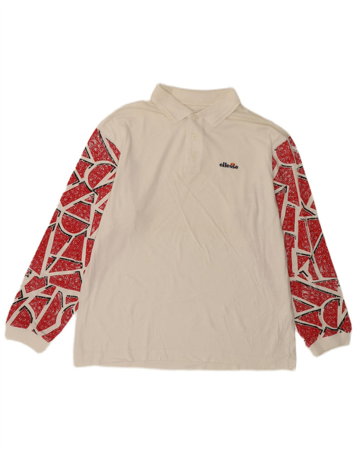 ELLESSE Ανδρικό μακρυμάνικο μπλουζάκι πόλο IT 50 Μεσαίο λευκό γεωμετρικό βαμβάκι