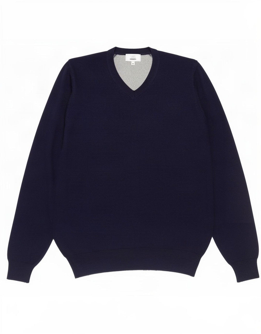 Marks & Spencer Ανδρικό πουλόβερ με κανονική εφαρμογή με λαιμόκοψη σε μεσαίο μπλε ναυτικό