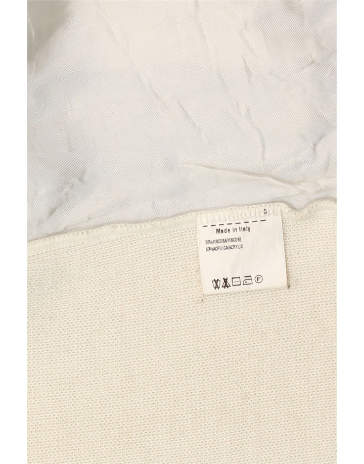 Vintage γυναικείο μπουφάν Biker UK 8 Small Off White Colourblock Ακρυλικό