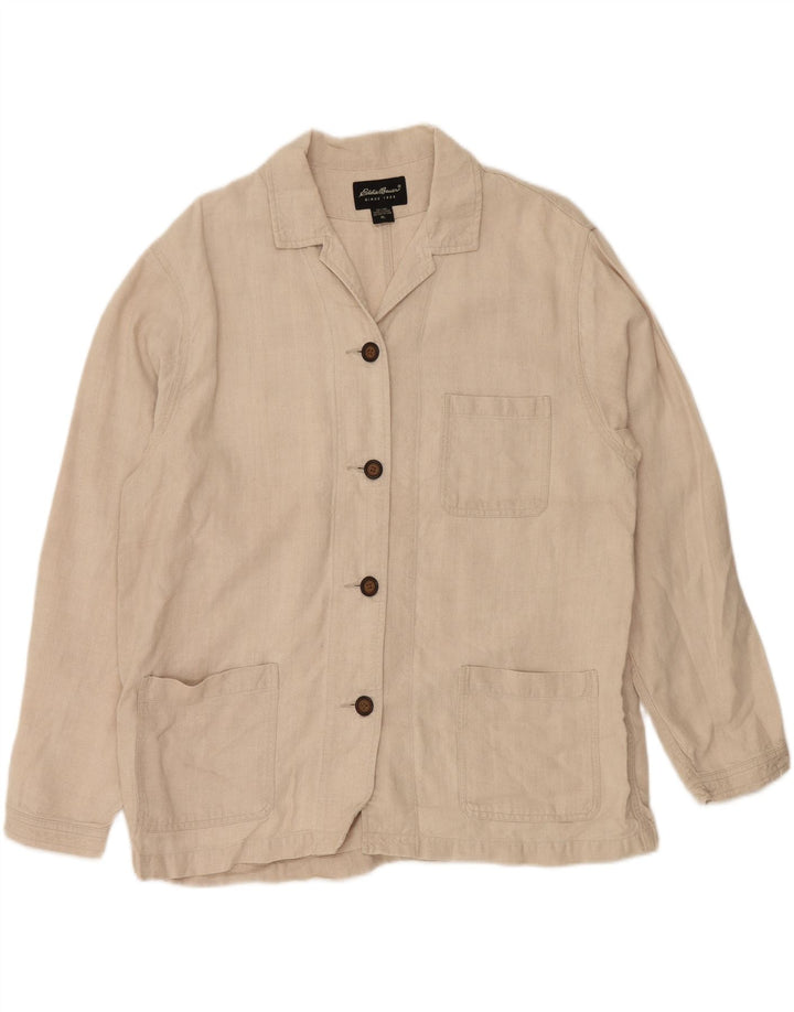 EDDIE BAUER Womens 4 Button Blazer Jacket UK 18 XL Beige Linen Vintage Eddie Bauer and Second-Hand Eddie Bauer from Messina Hembry 