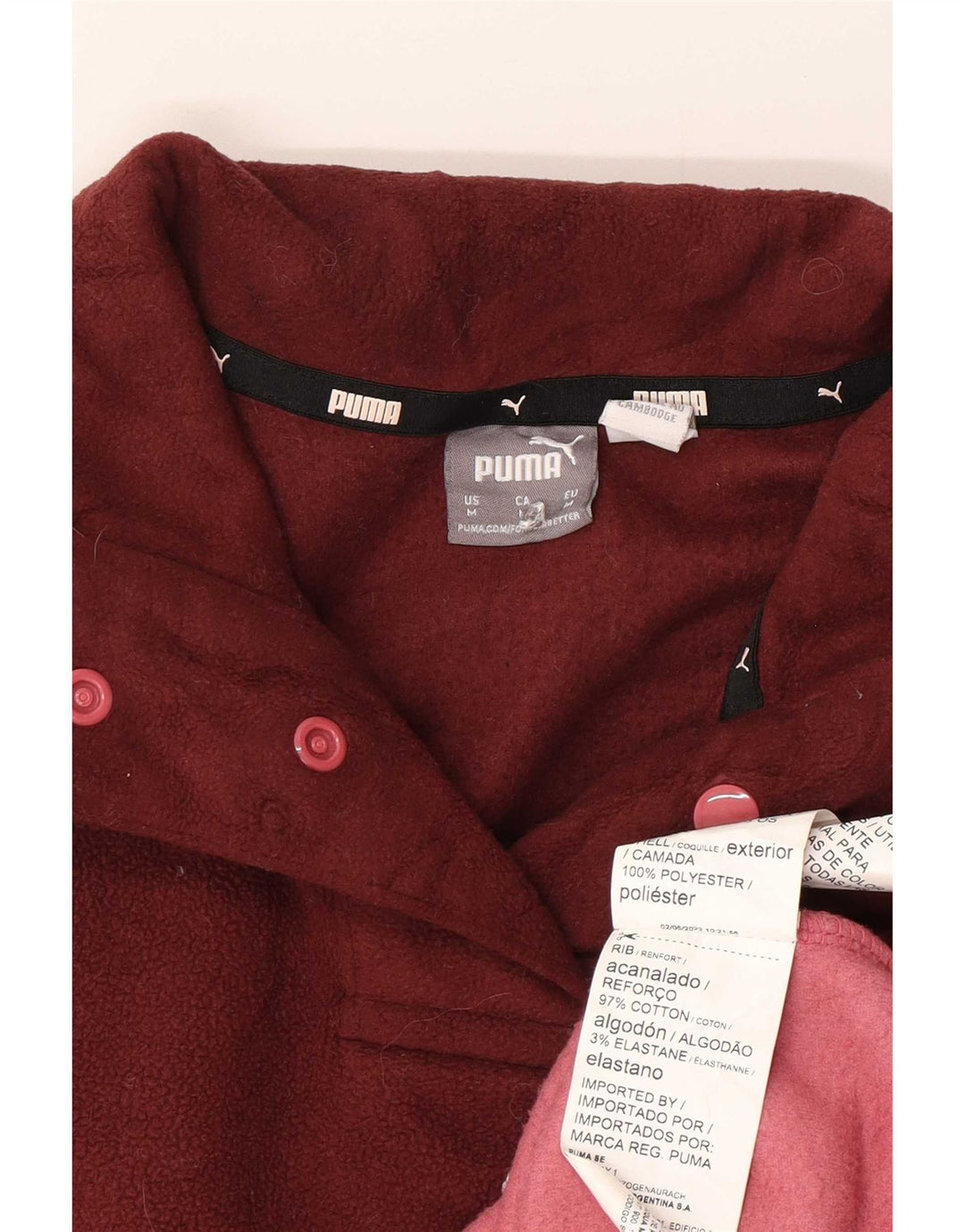 Puma Γυναικείο Oversized Graphic Fleece Jumper UK 14 Medium Burgundy