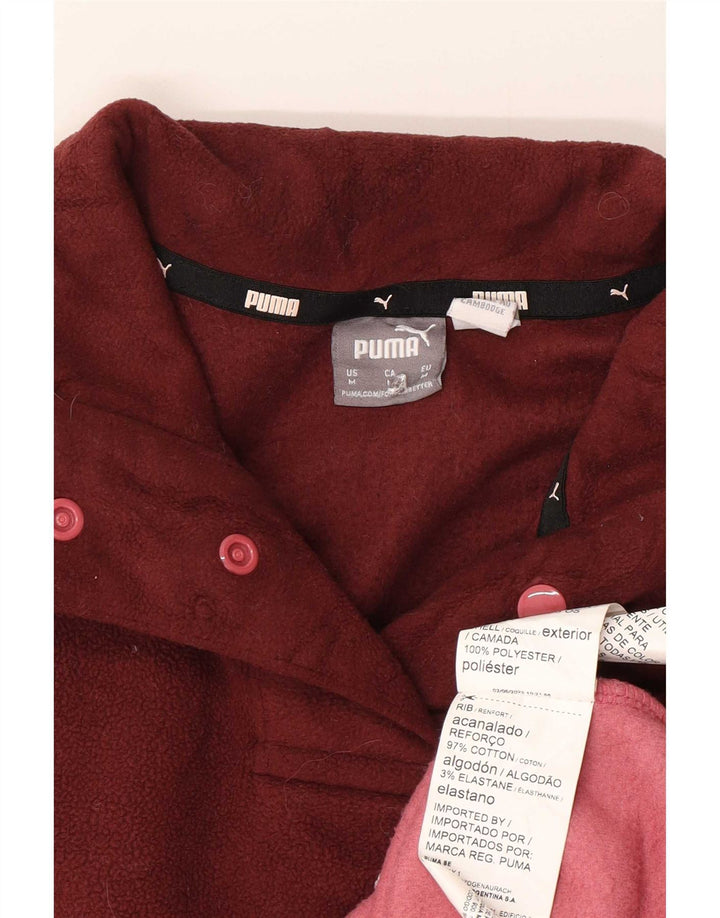 Puma Γυναικείο Oversized Graphic Fleece Jumper UK 14 Medium Burgundy