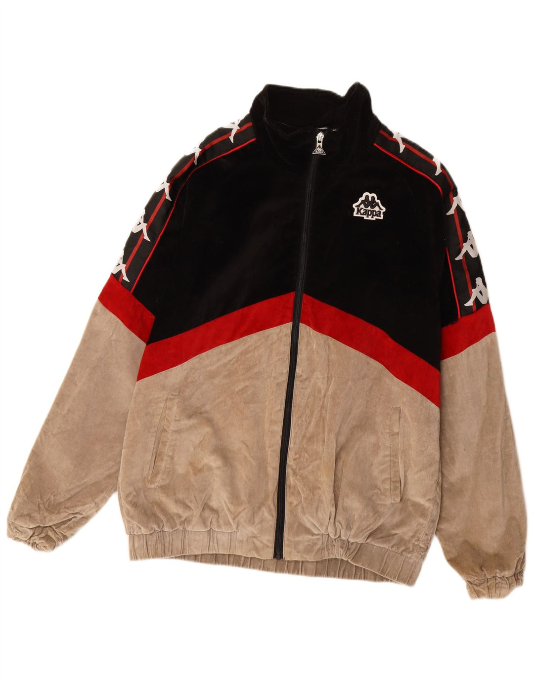 Kappa Mens Graphic Bomber Jacket UK 38 Medium Black Colourblock Cotton