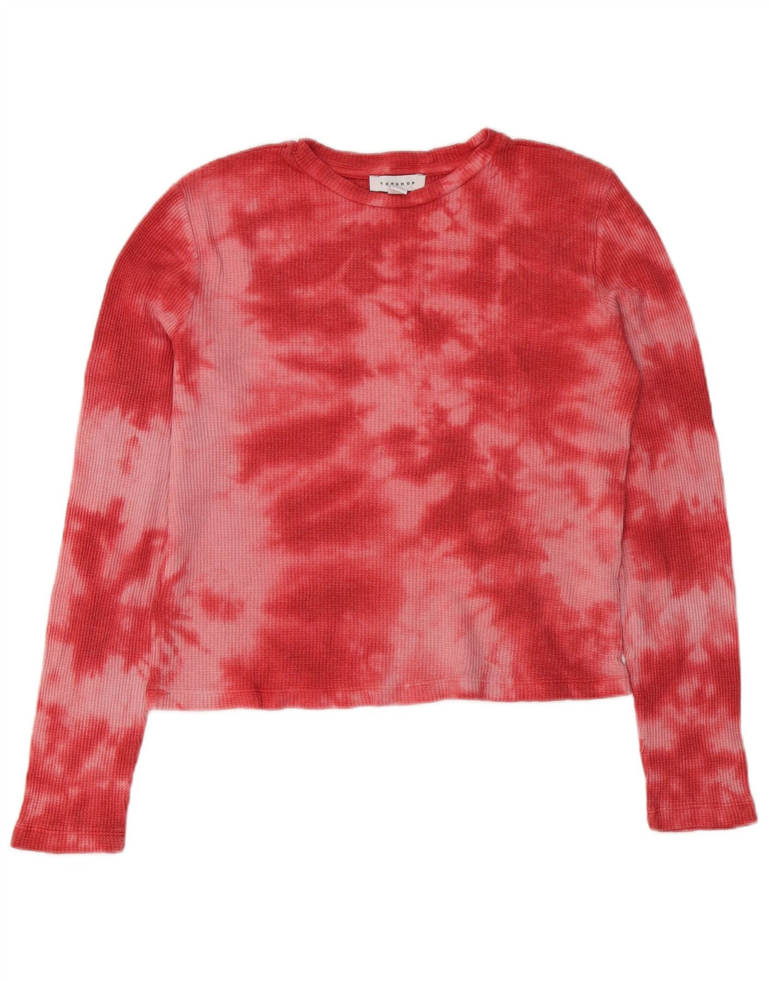 Topshop Γυναικείο τοπ μακρυμάνικο UK 8 Small Red Tie Dye Polyester