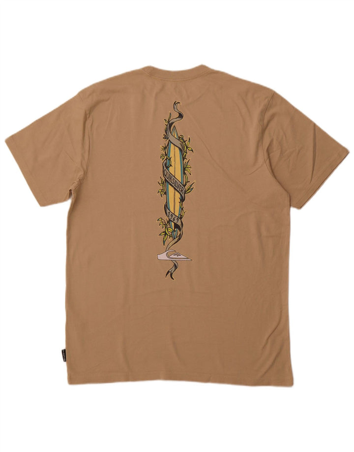 Ανδρικό γραφικό μπλουζάκι QUIKSILVER, κανονική εφαρμογή, Μπλουζάκι μεγάλο μπεζ βαμβακερό