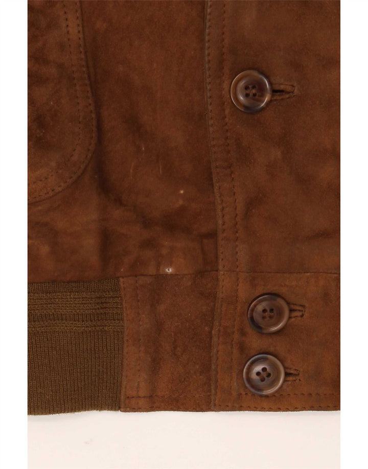 Vintage Ανδρικό Suede Bomber Jacket IT 54 2XL Καφέ Δερμάτινο