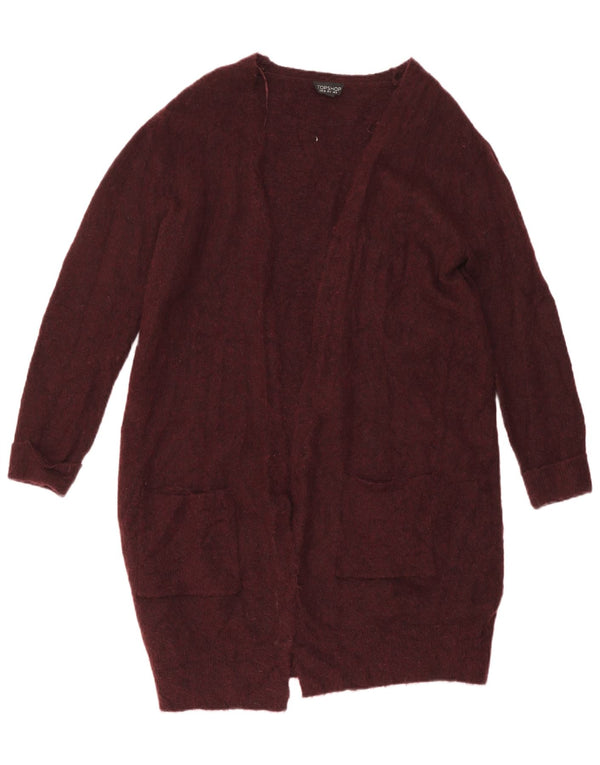 Topshop Γυναικείο Longline ανοιχτό πουλόβερ UK 8 Small Burgundy