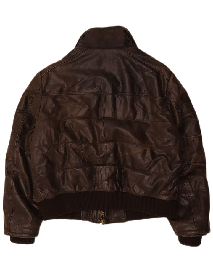 Vintage Ανδρικό Bomber Δερμάτινο Μπουφάν IT 54 2XL Καφέ Δερμάτινο