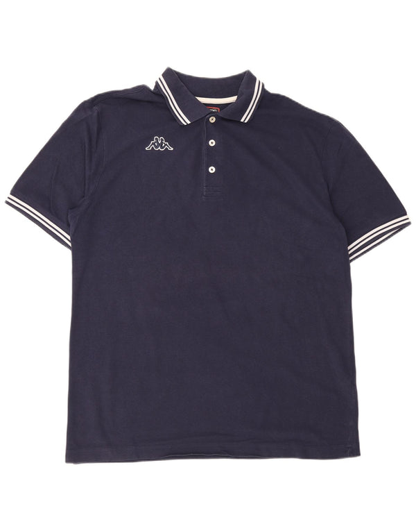 Ανδρικό μπλουζάκι πόλο Kappa XL Navy Blue ριγέ βαμβακερό