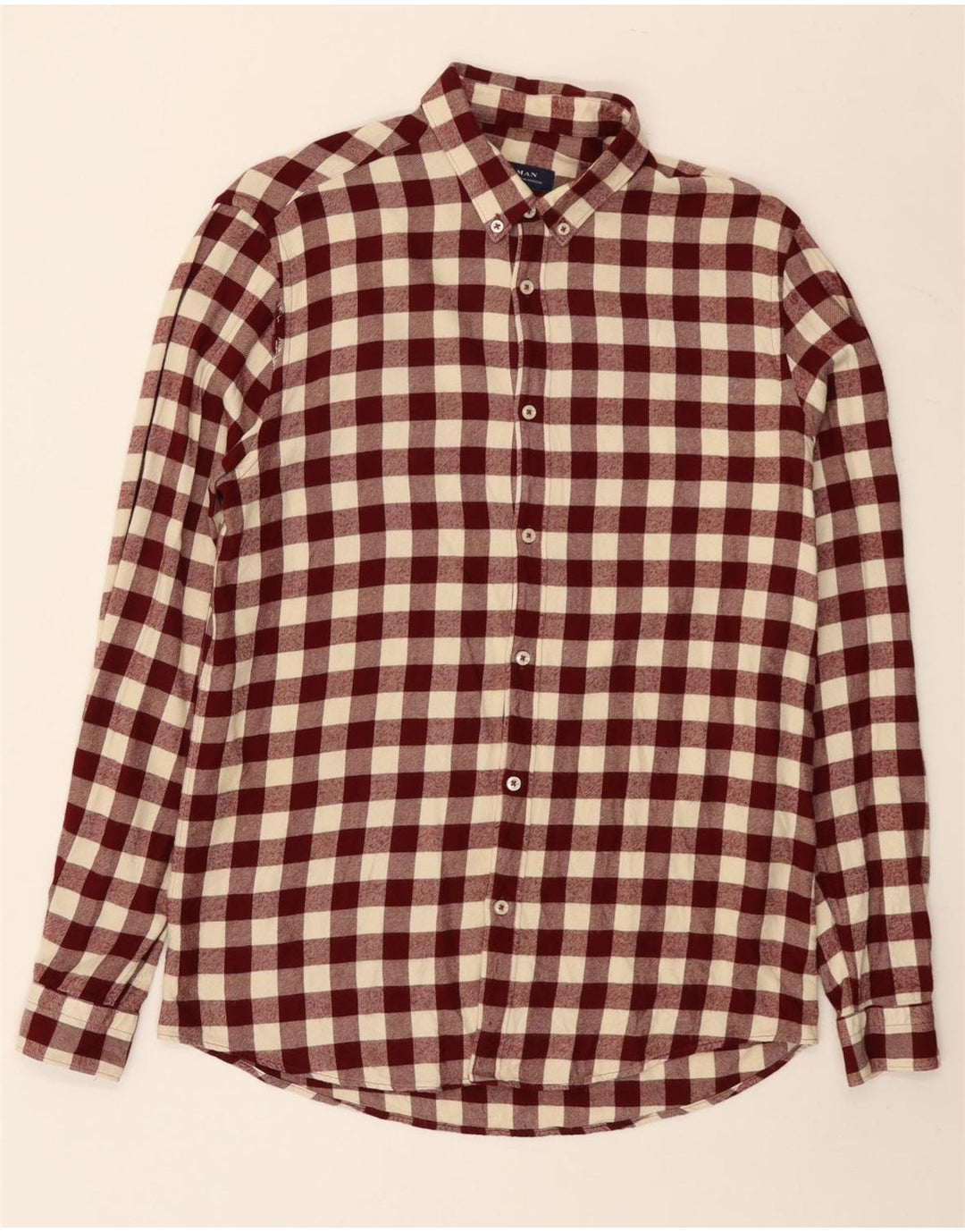 Ανδρικό φανελένιο πουκάμισο Zara Relaxed Fit Medium Burgundy Check
