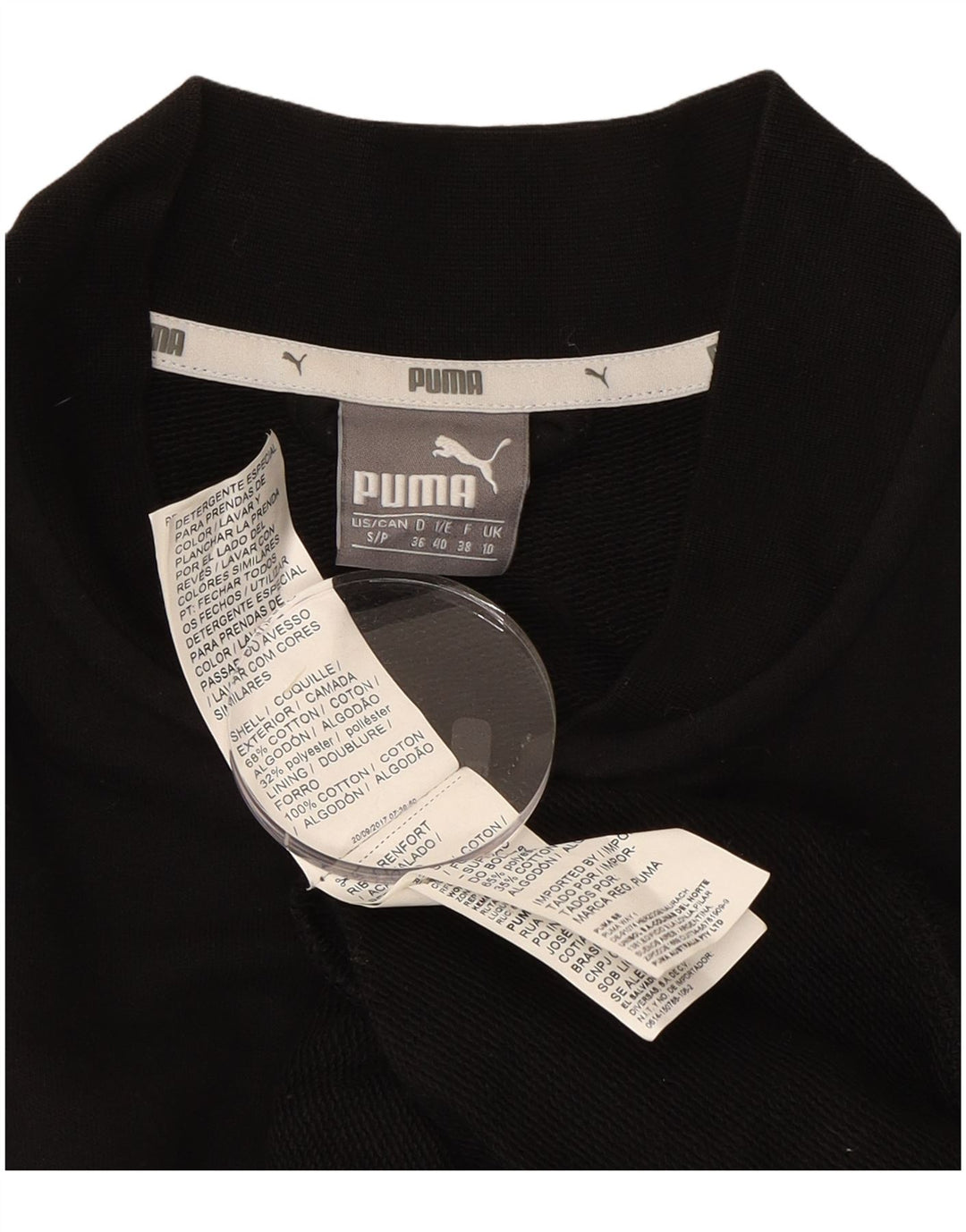 PUMA Womens Graphic Tracksuit Top Jacket UK 10 Small Black Cotton