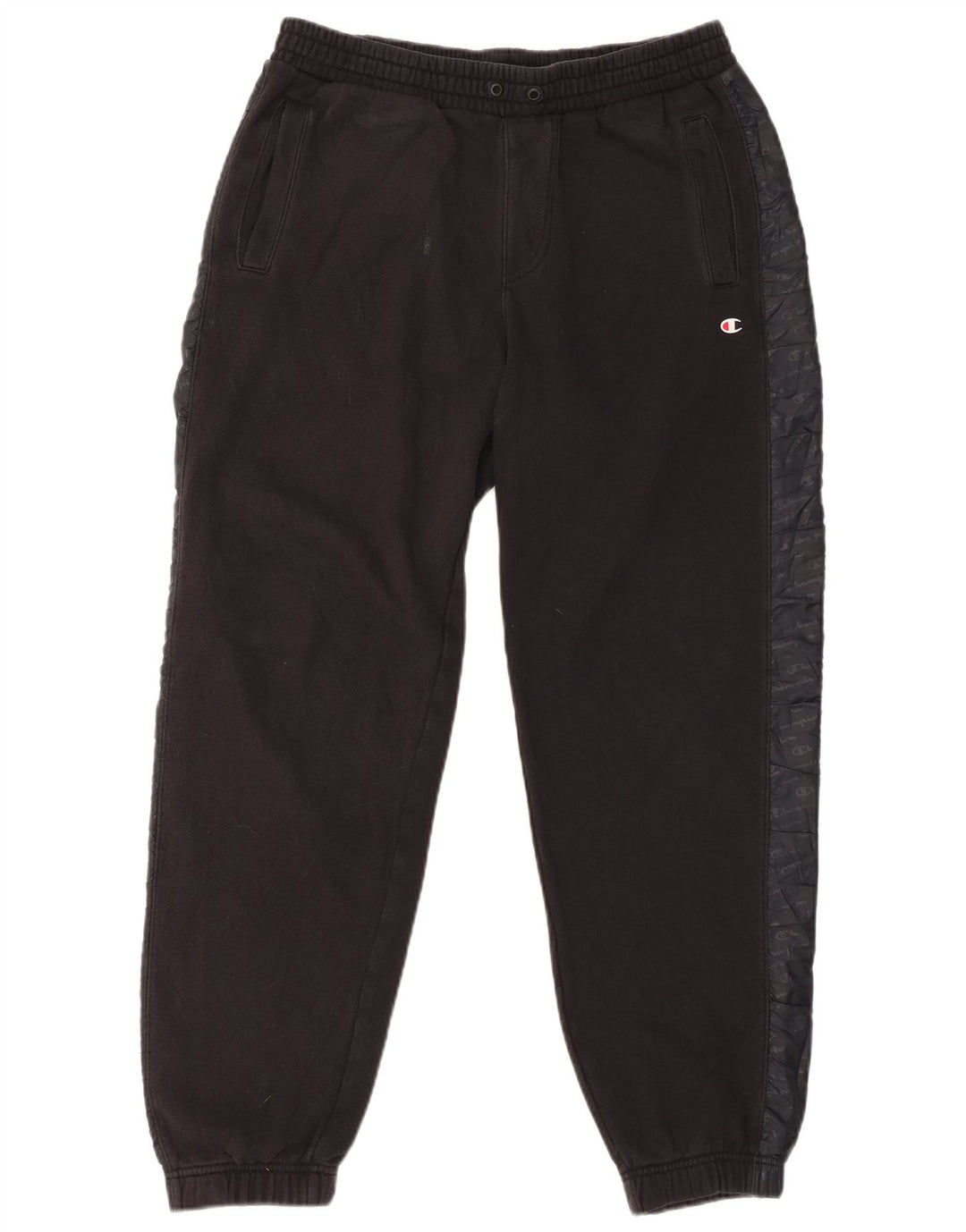 CHAMPION Mens Graphic Tracksuit Trousers Joggers Large Black Colourblock