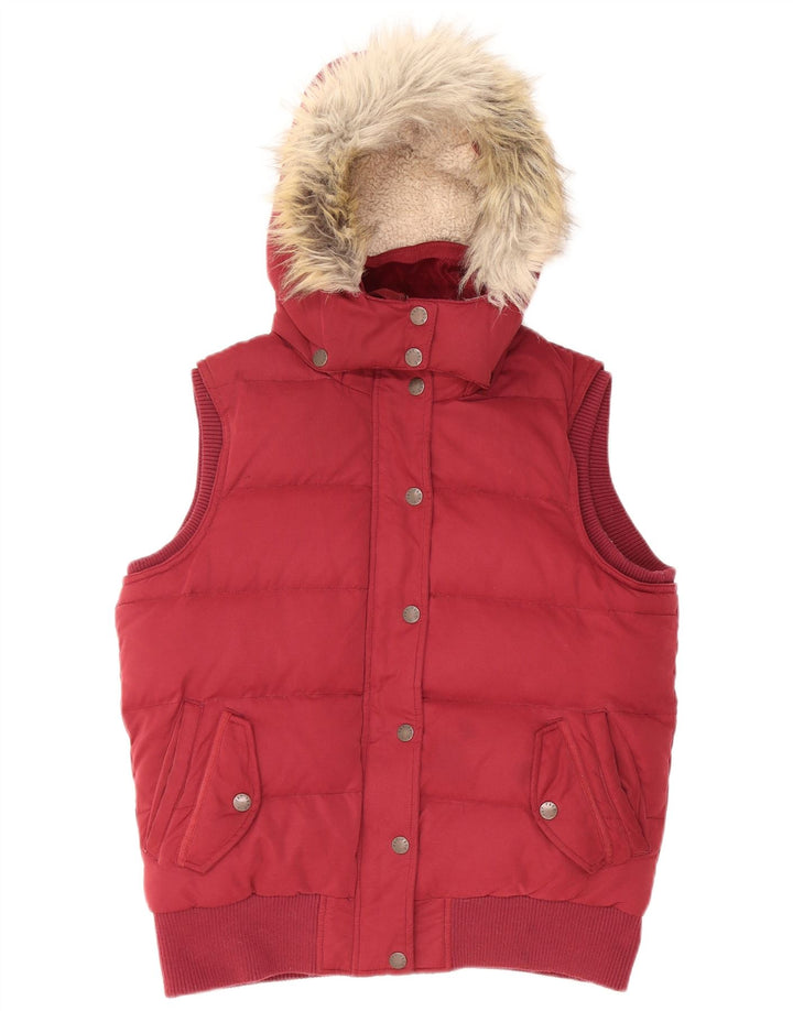 FAT FACE Γυναικεία κουκούλα με επένδυση Gilet UK 12 μεσαίο μπορντό πολυεστέρας