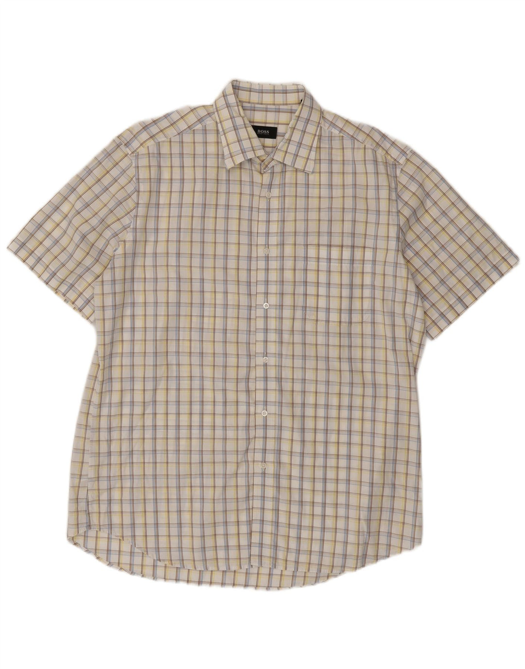 Ανδρικό κοντομάνικο πουκάμισο HUGO BOSS 16 1/2 42 μεγάλο λευκό βαμβακερό