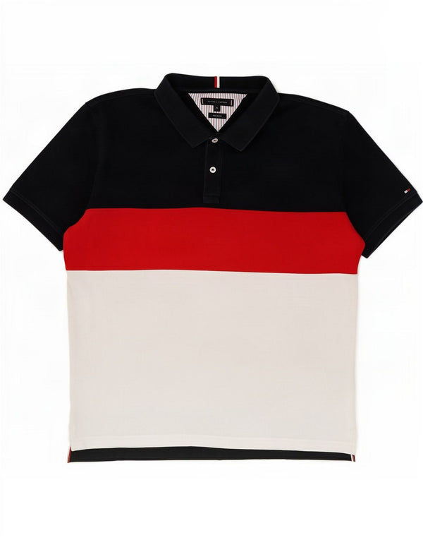 Tommy Hilfiger Ανδρικό μπλουζάκι πόλο με κανονική εφαρμογή XL Navy Blue Colorblock Βαμβακερό