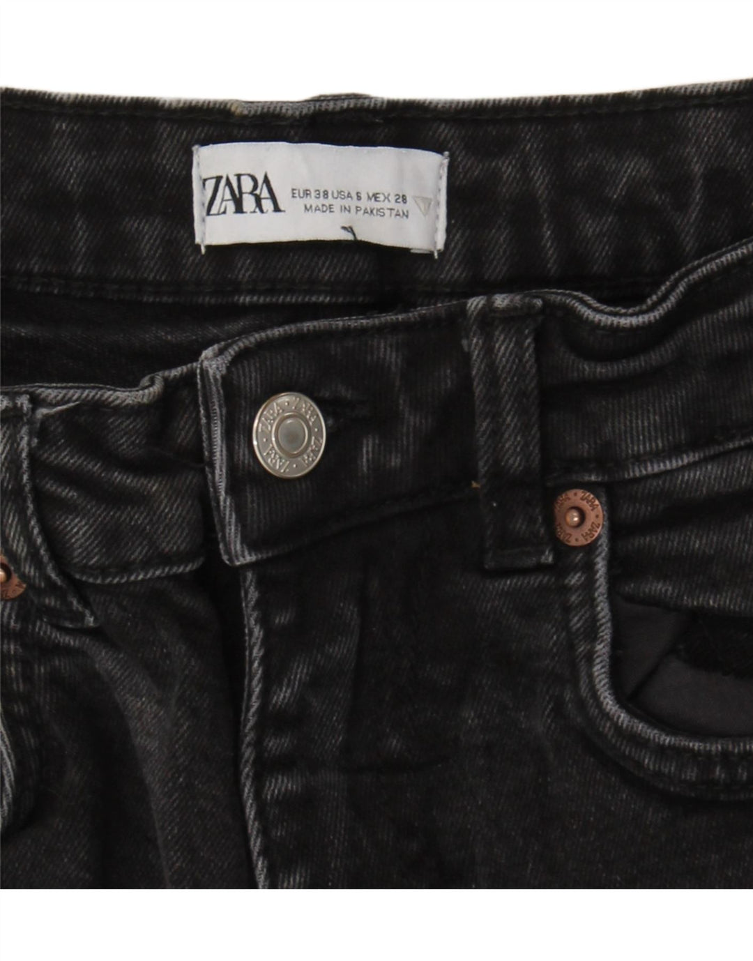 Zara Γυναικείο Cropped Jeans EU 38 Small W28 L24 Black
