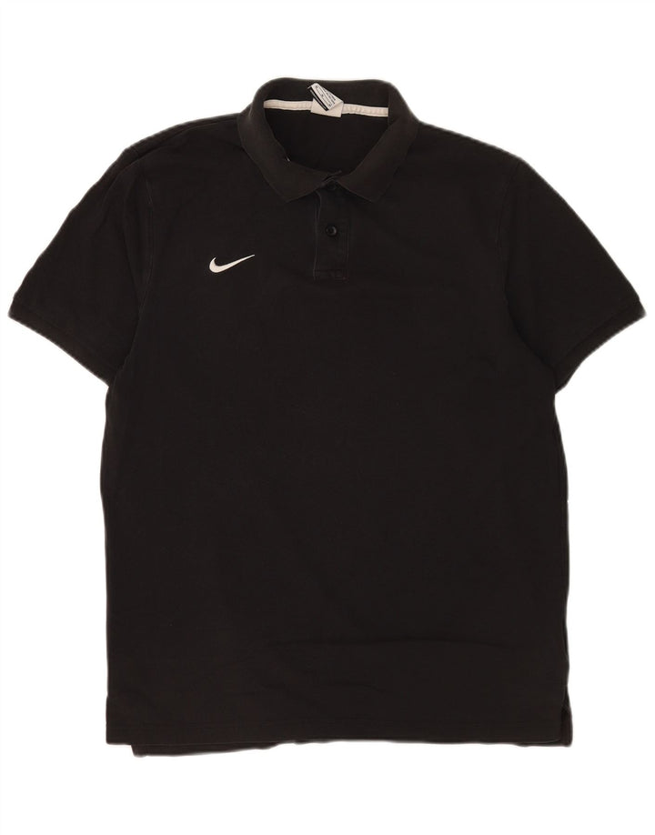 Ανδρικό μπλουζάκι πόλο Nike, μεσαίο μαύρο βαμβακερό
