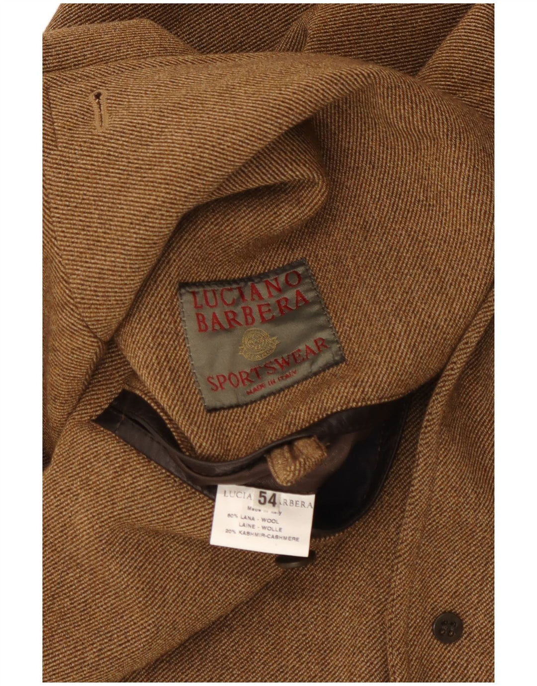 Luciano Barbera Ανδρικό σακάκι με 3 κουμπιά μπλέιζερ IT 54 2XL Κλασικό καφέ μαλλί