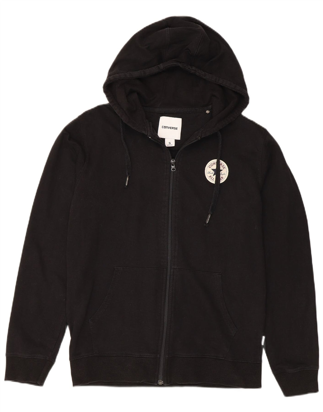 Ανδρικό πουλόβερ CONVERSE με φερμουάρ, μικρό μαύρο βαμβακερό