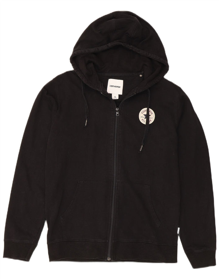 Ανδρικό πουλόβερ CONVERSE με φερμουάρ, μικρό μαύρο βαμβακερό