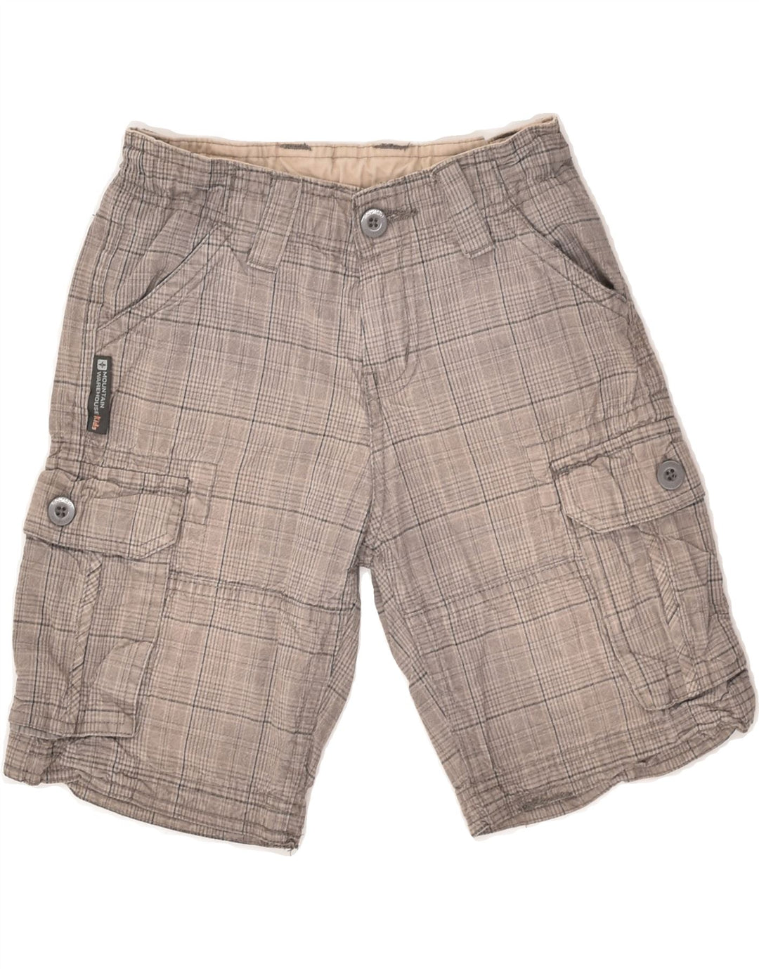 MOUNTAIN WAREHOUSE Αγόρια Cargo σορτς 7-8 ετών W22 Γκρι βαμβακερό τσεκ