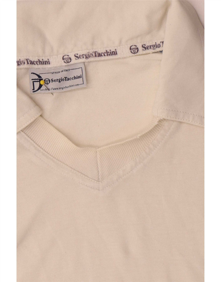 Sergio Tacchini Ανδρικό Πόλο Μπλουζάκι XL Λευκό Colourblock