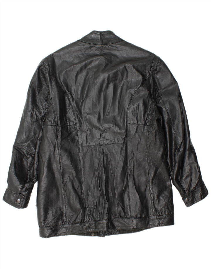 Vintage Γυναικείο Δερμάτινο Μπουφάν UK 14 Medium Μαύρο