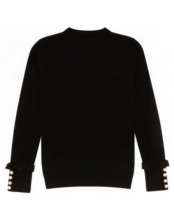 Zara Γυναικείο πουλόβερ με λαιμόκοψη UK 10 Small Black Viscose