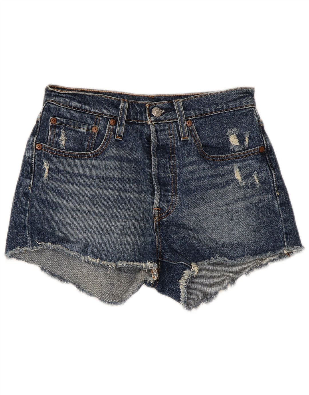 LEVI'S Womens 501 Distressed τζιν σορτς W26 μικρό μπλε βαμβακερό