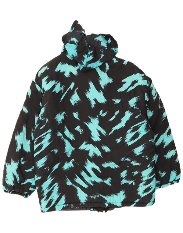 Vintage γυναικείο μπουφάν με κουκούλα UK 16 Large Black Tie Dye