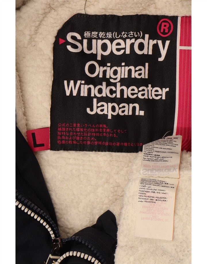 Superdry Windcheater Windbreaker Jacket UK 16 Large Navy Blue Nylon
