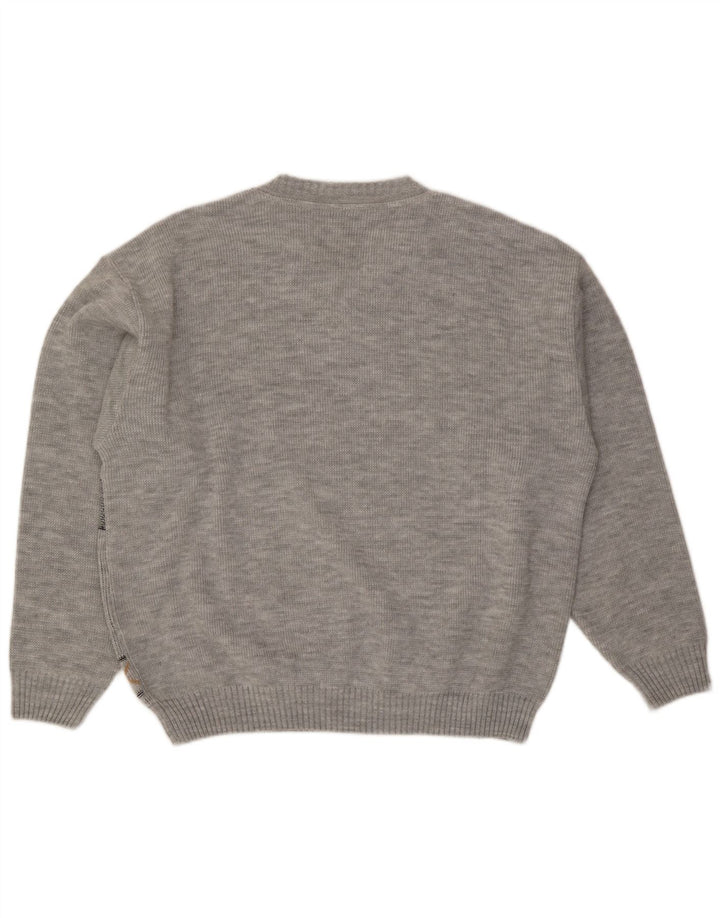 VINTAGE Ανδρικό πουλόβερ με λαιμόκοψη UK 46/48 2XL Grey Argyle/Diamond