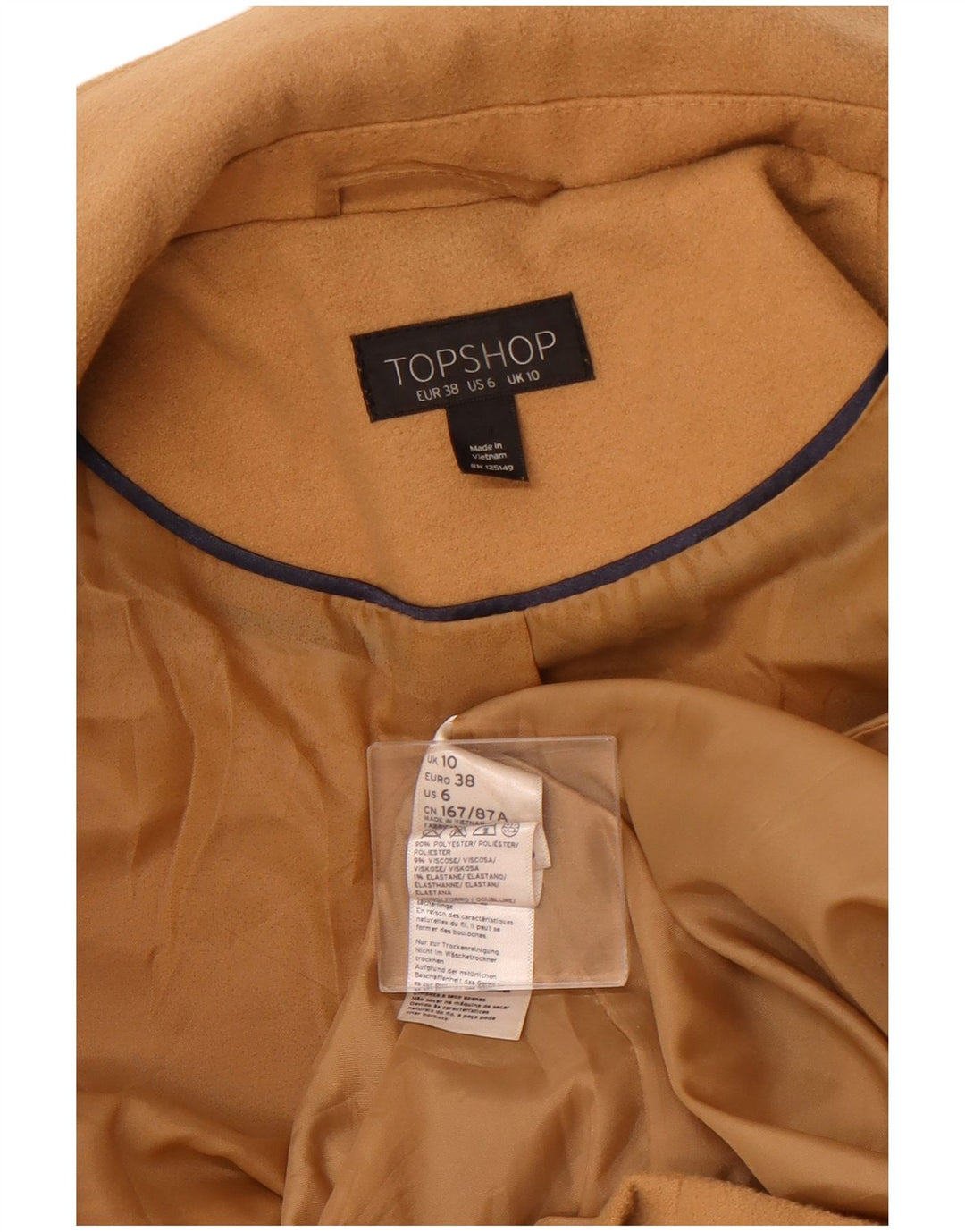 TOPSHOP Γυναικείο Ανοιχτό Πανωφόρι UK 10 Small Beige Polyester